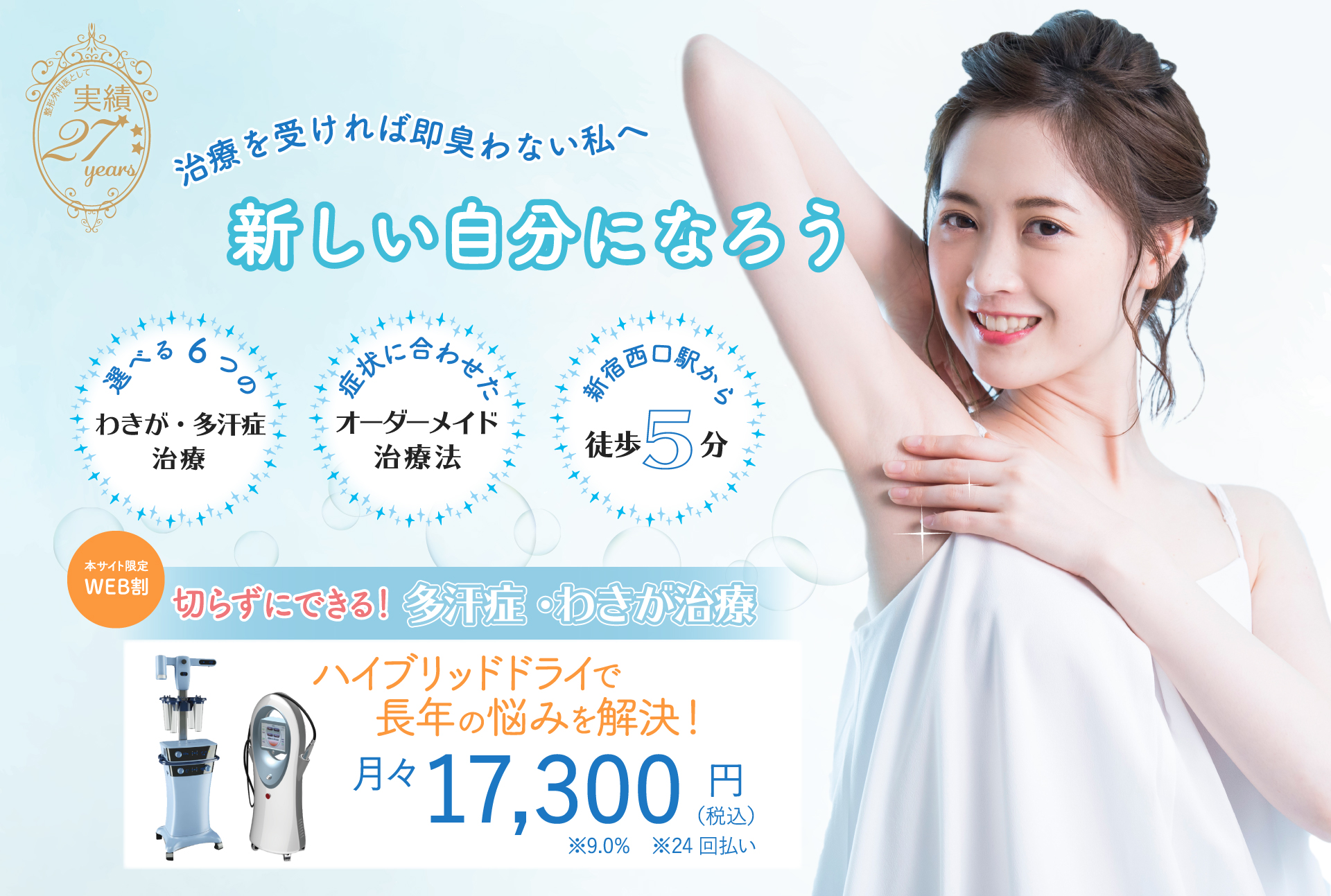 切らずにできるわきが・多汗症治療